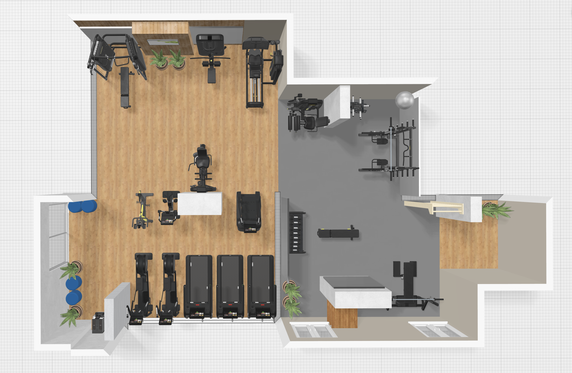 Projeto de academia de condomínio — render 3D
