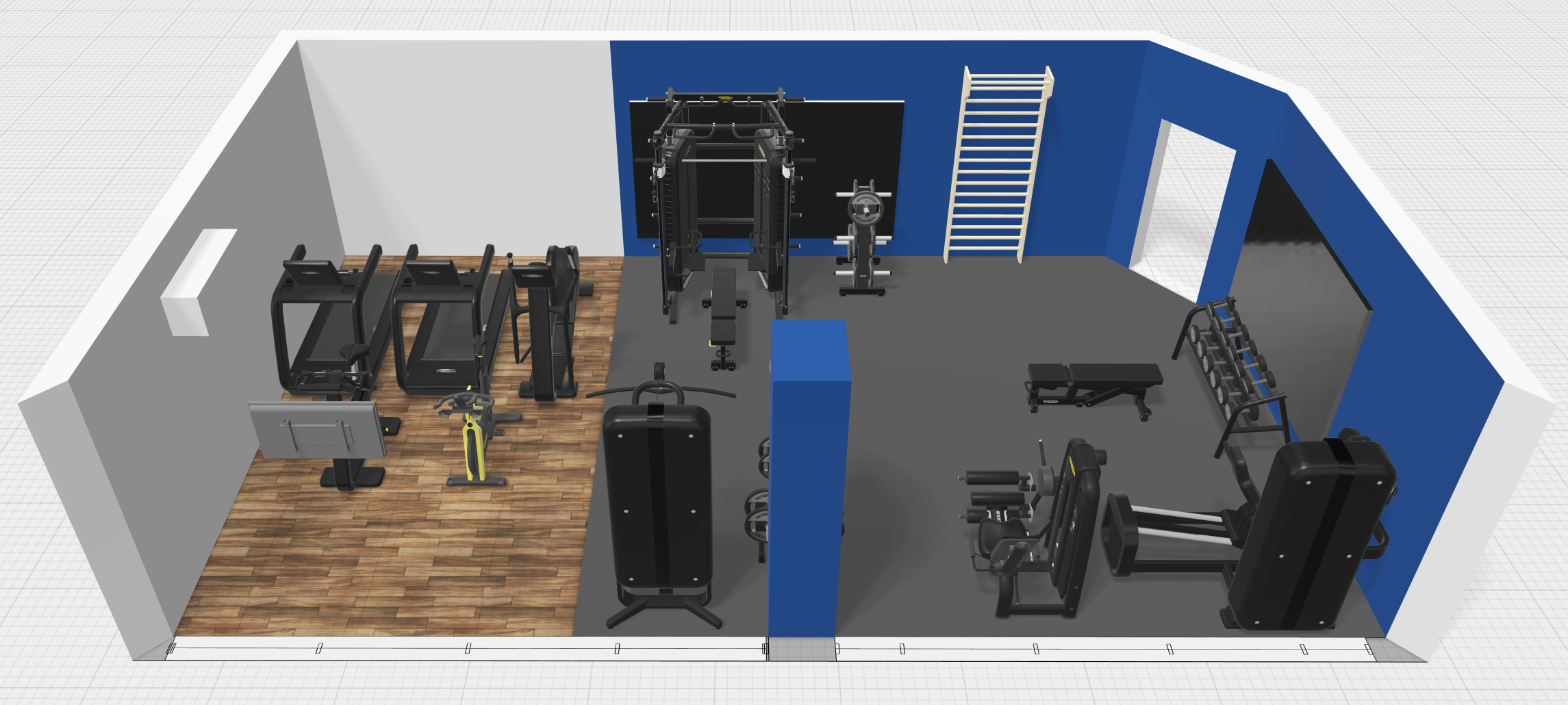 Projeto de academia de condomínio — render 3D