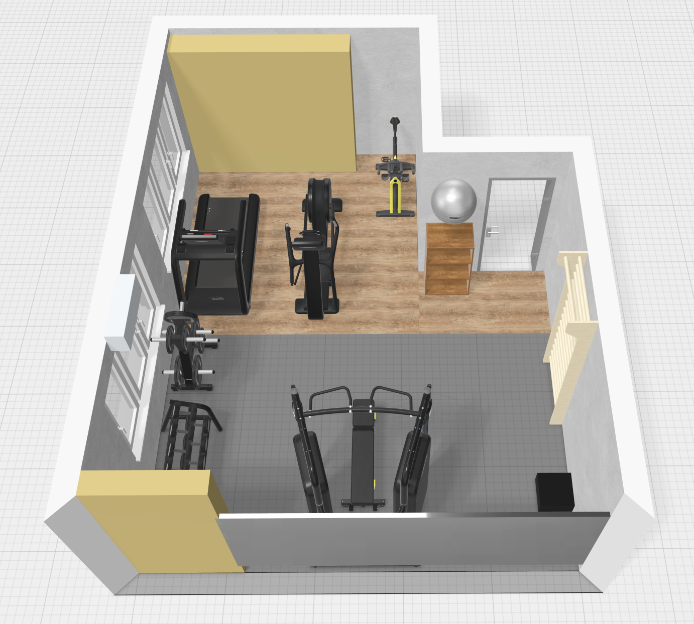 Projeto de academia de condomínio — render 3D