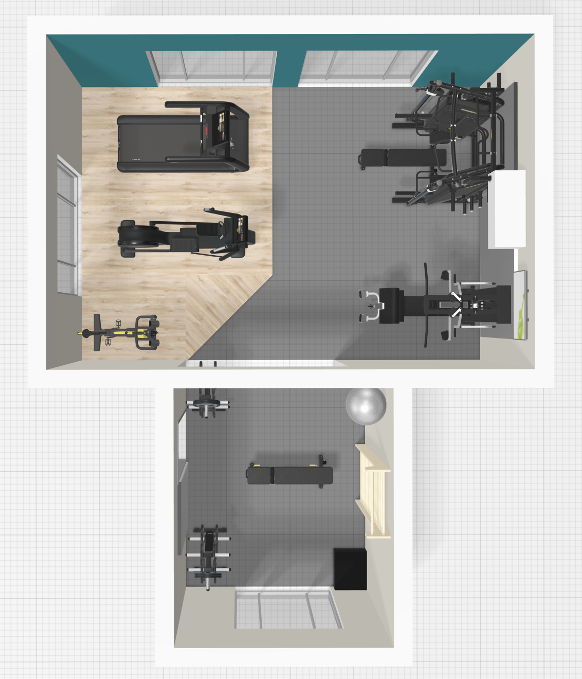 Projeto de academia de condomínio — render 3D
