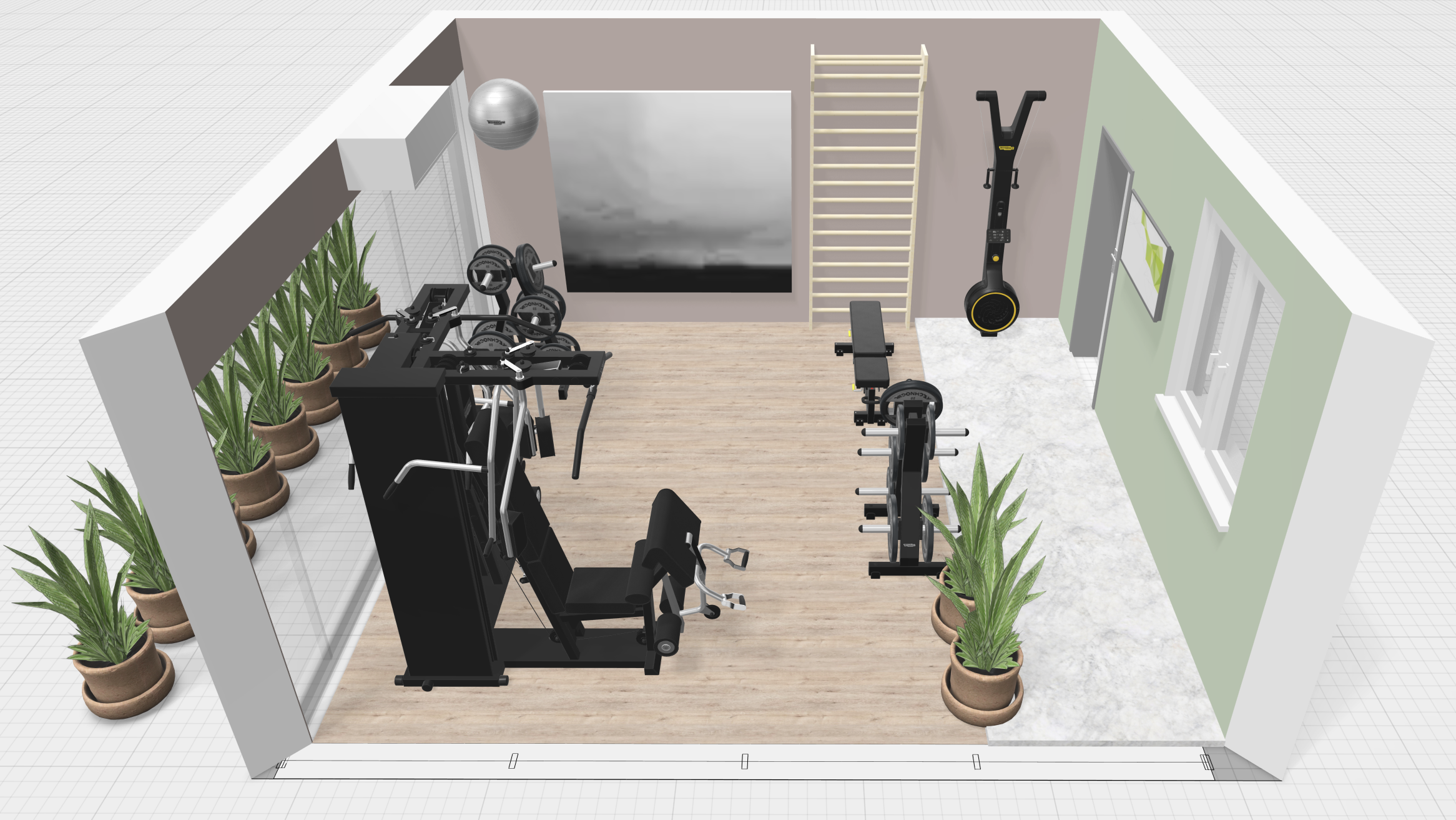Projeto de Home Gym — render 3D