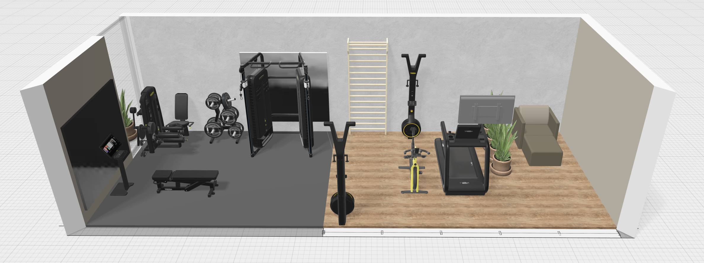 Projeto de Home Gym — render 3D