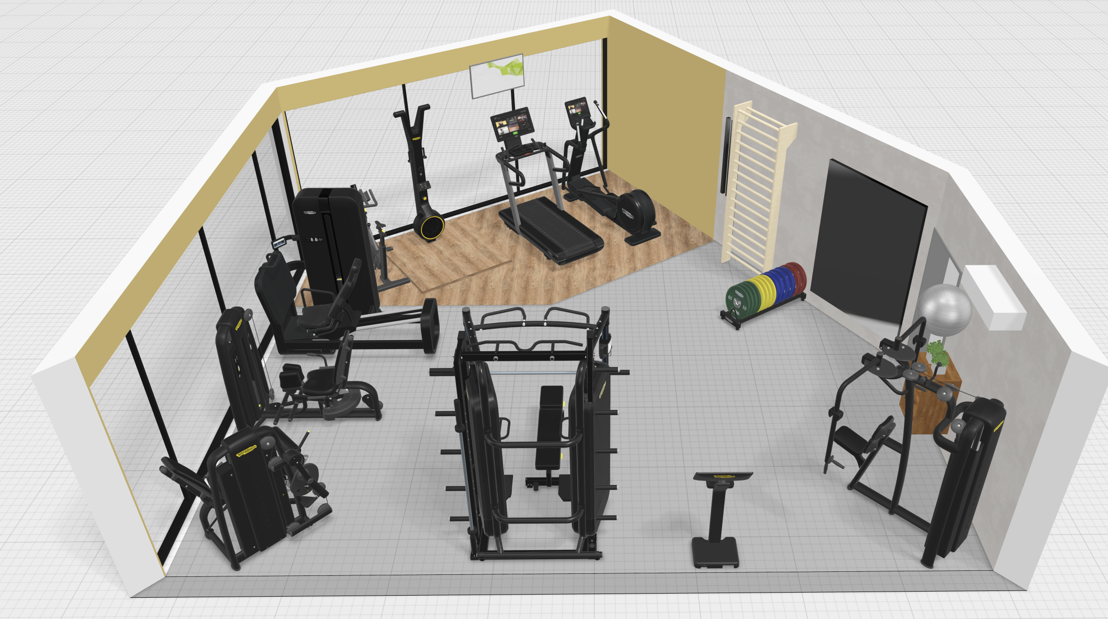 Projeto de Home Gym — render 3D