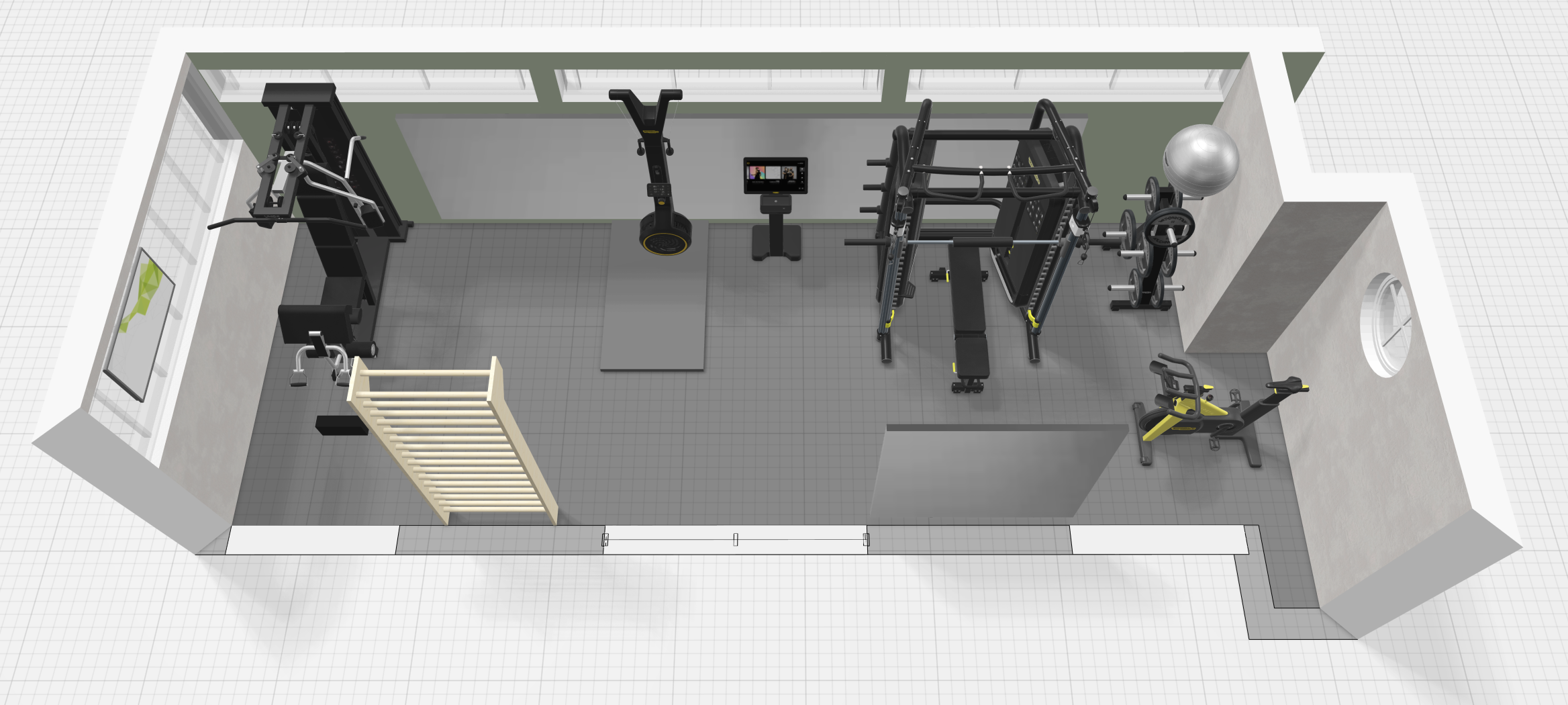 Projeto de Home Gym — render 3D